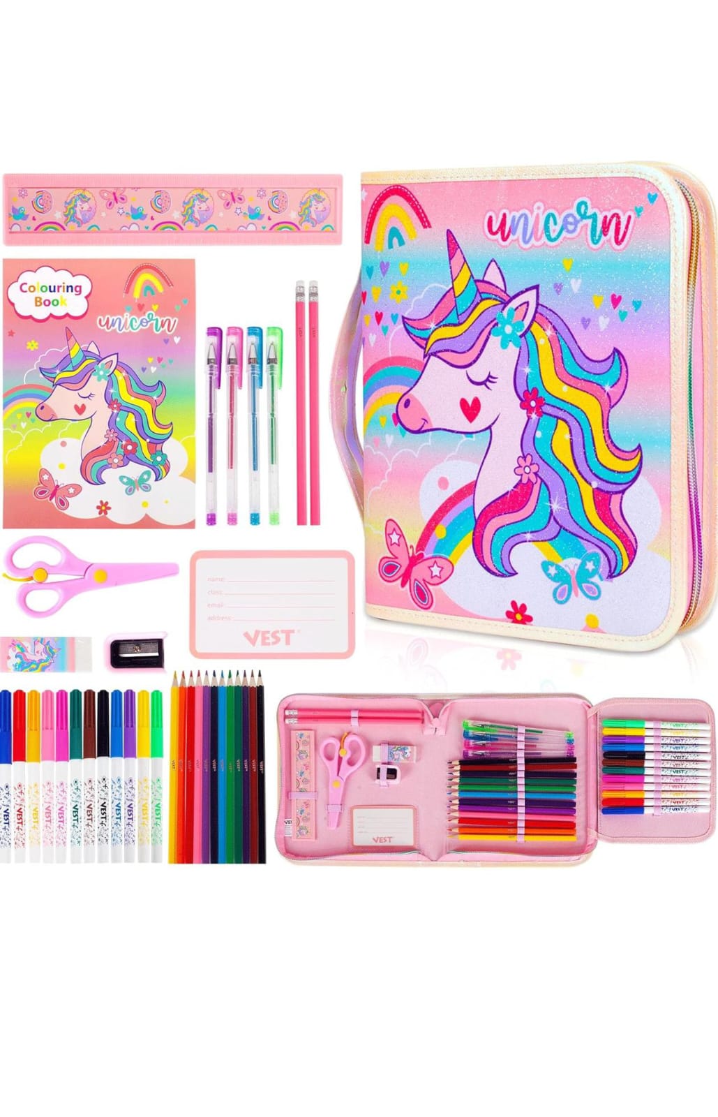 Vest zip It Stationery Case Set Unicorn