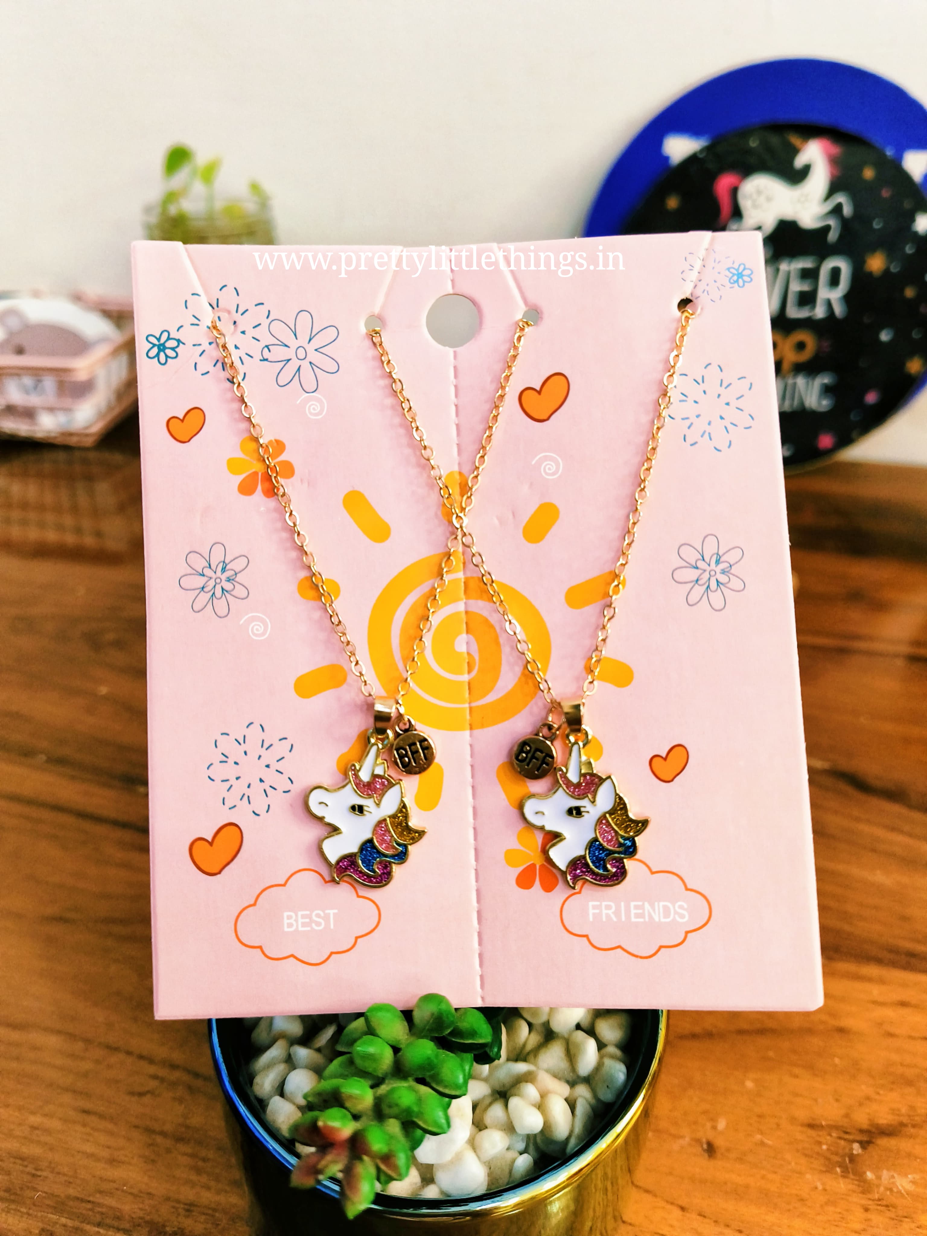 BFF Twin Unicorn Necklace Pendant Sets Unicorn Faces