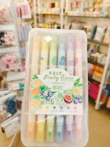 Fruit Scented Dual Tip Highlighters Pack (6 pcs, 12 Colors)