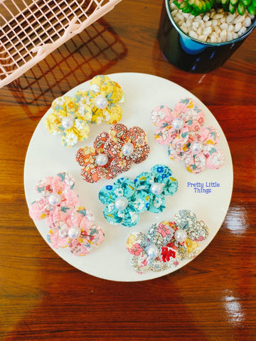 Hair Clip Flower Design with Pearl Motif