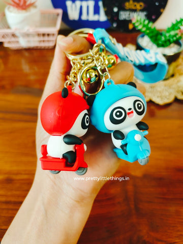 Panda on Scooter Keychain