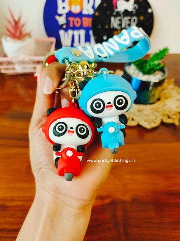 Panda on Scooter Keychain