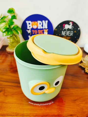 Cartoon Duck Face Olive Green Bins