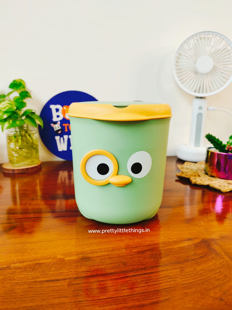 Cartoon Duck Face Olive Green Bins