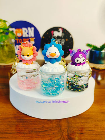 Cute Animals in Shiny Jars Keychains