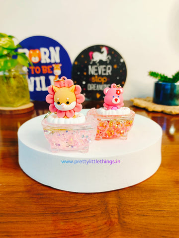 Keychain - Animals in Shiny Bubbles Bathtub