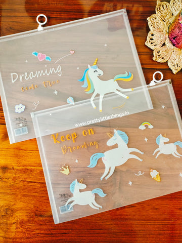 Unicorn A4 Ziploc Folders