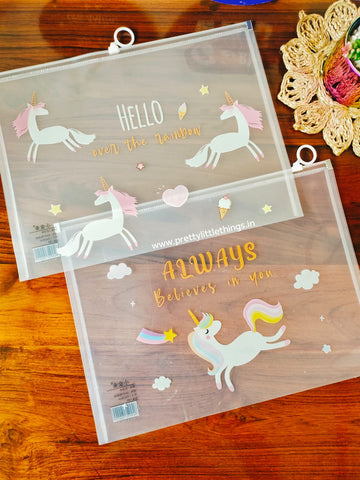 Unicorn A4 Ziploc Folders