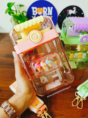 Kids Unique Box Shape Dual Sipper Bottle