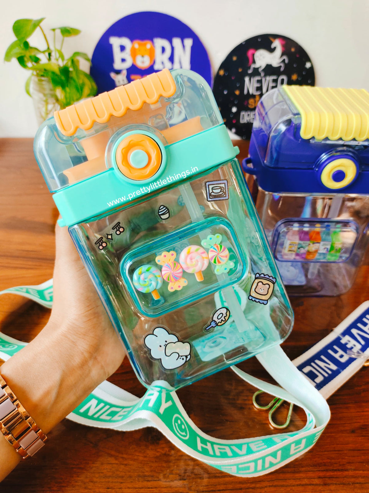 Kids Unique Box Shape Dual Sipper Bottle