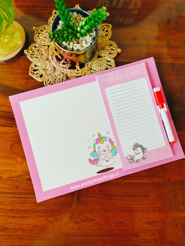 Magnetic Whiteboard + To Do List, Unicorn theme