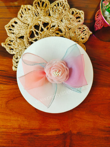 Flower in Bow Hair Clip in Multicolor Organza