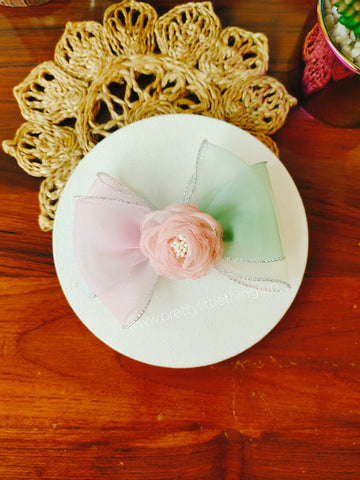 Flower in Bow Hair Clip in Multicolor Organza