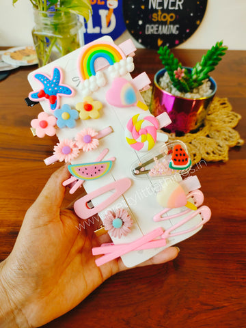 Quirky kids Hair Clips Pack (Pack of 14 pcs) [HCKP14]