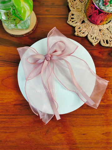 Organza Bow Hair Clip with Lace & Ribbon [HCBLR]