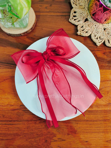 Organza Bow Hair Clip with Lace & Ribbon [HCBLR]