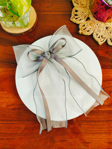 Organza Bow Hair Clip with Lace & Ribbon [HCBLR]