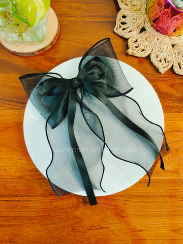 Organza Bow Hair Clip with Lace & Ribbon [HCBLR]
