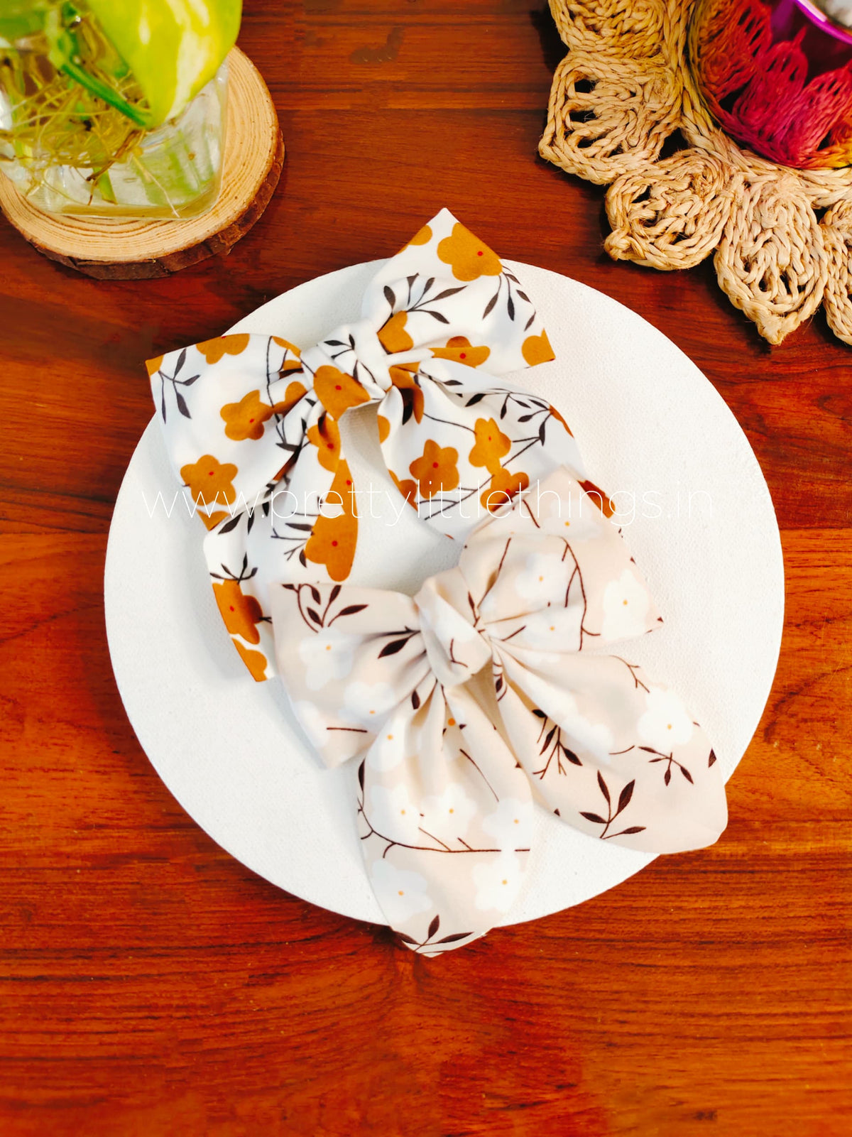 Floral Print Bow Hair Clip