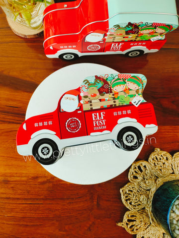 Christmas Gift Wagon Tin Box