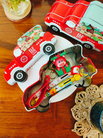 Christmas Gift Wagon Tin Box