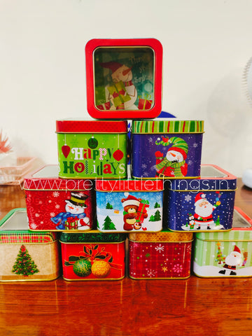 Christmas Transparent Cube Tin Box