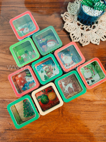 Christmas Transparent Cube Tin Box