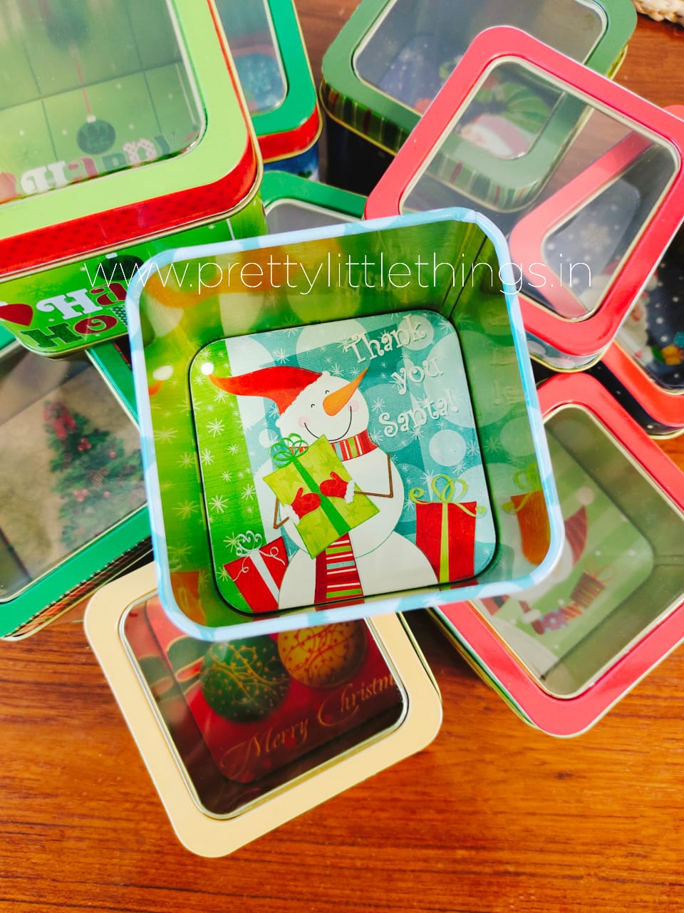 Christmas Transparent Cube Tin Box