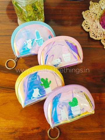 Holographic D Shape Coin Pouch