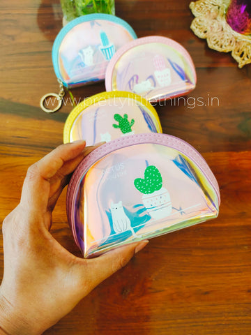 Holographic D Shape Coin Pouch