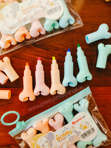 Cute Bone Shape Highlighters Pack