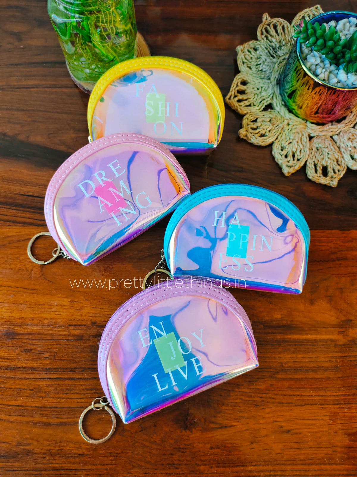 Holographic D Shape Coin Pouch