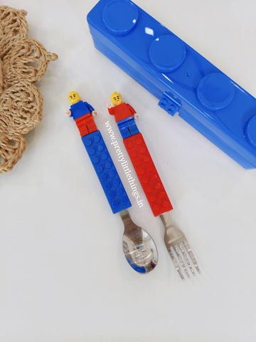 Lego Type Spoon Fork Set