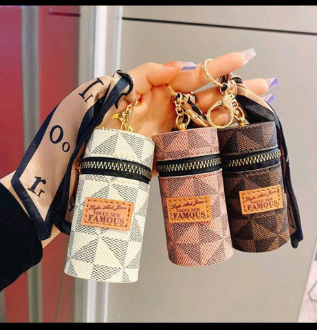 Checks Mini Coin Pouch Keychain