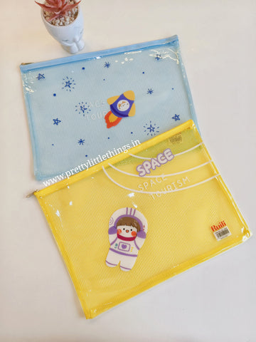 Colorful Space Mesh Zipper Folder A4