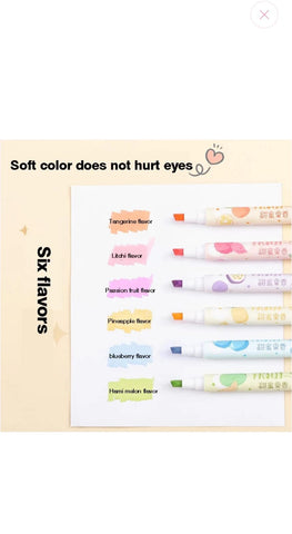 Fruit Scented Dual Tip Highlighters Pack (6 pcs, 12 Colors)
