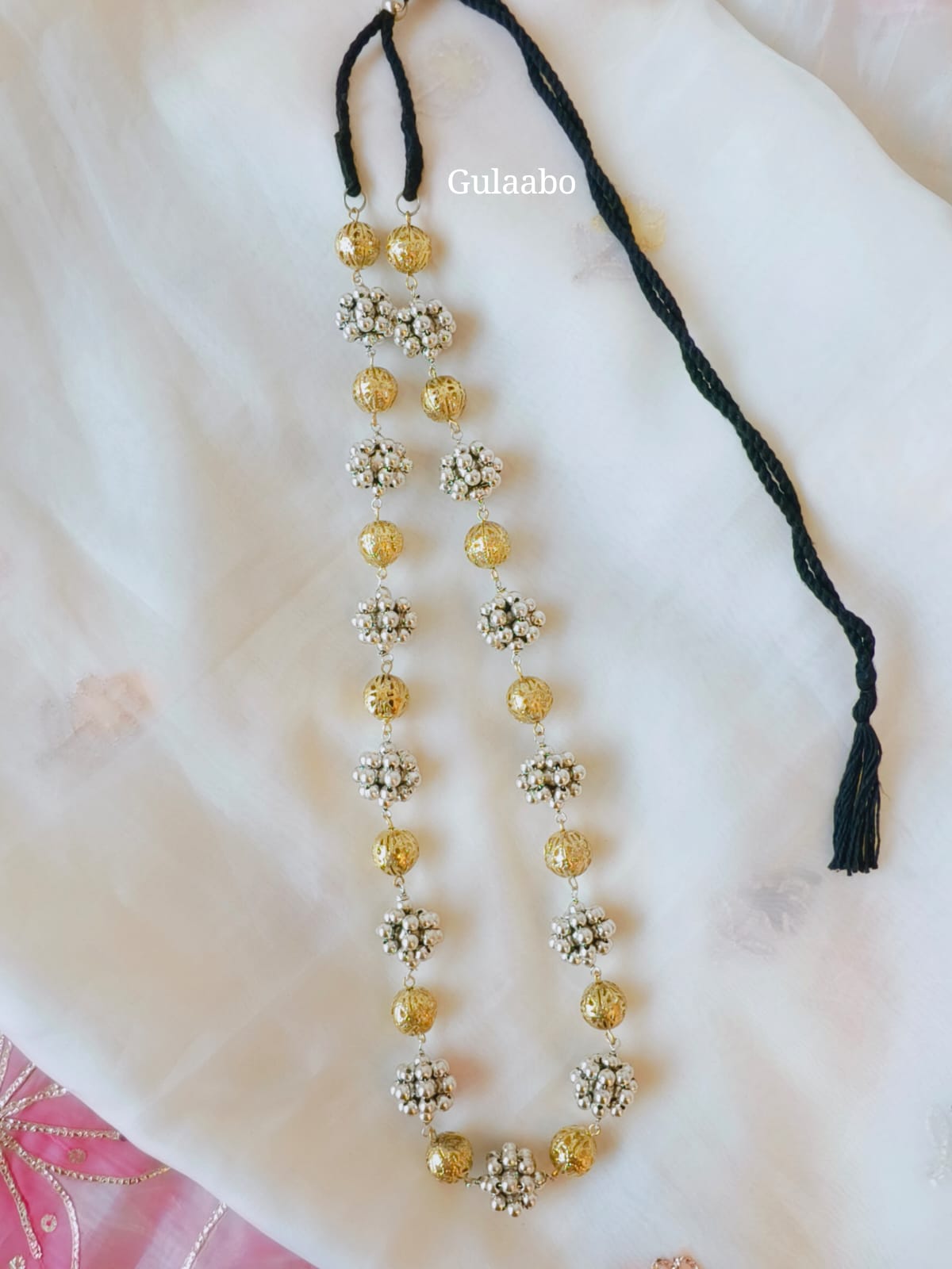 Navratri Necklace - Ghungroo Style White n Gold Shade