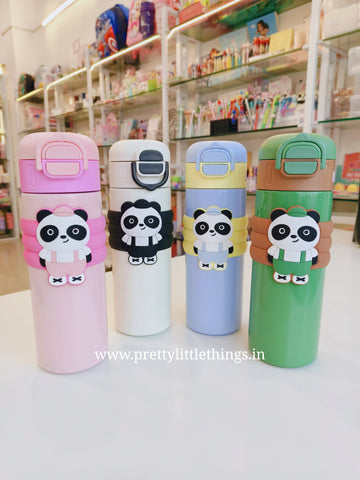 Panda Theme Dual Sipper Steel Insulated Bottle