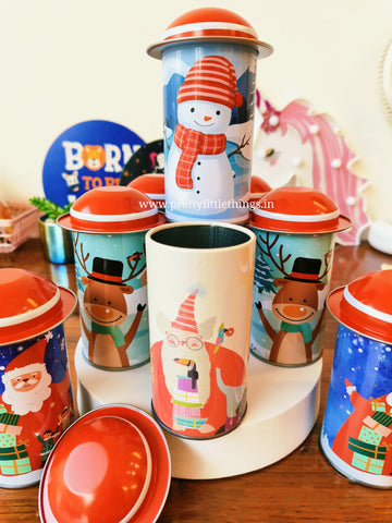 Christmas themed Tall Boy Tin Box