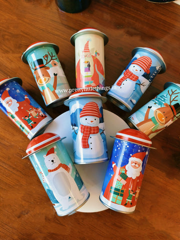 Christmas themed Tall Boy Tin Box