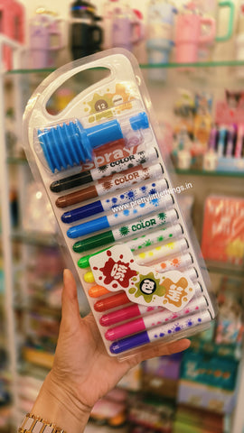 Spray Pens Pack (12 pcs, With Stencils)
