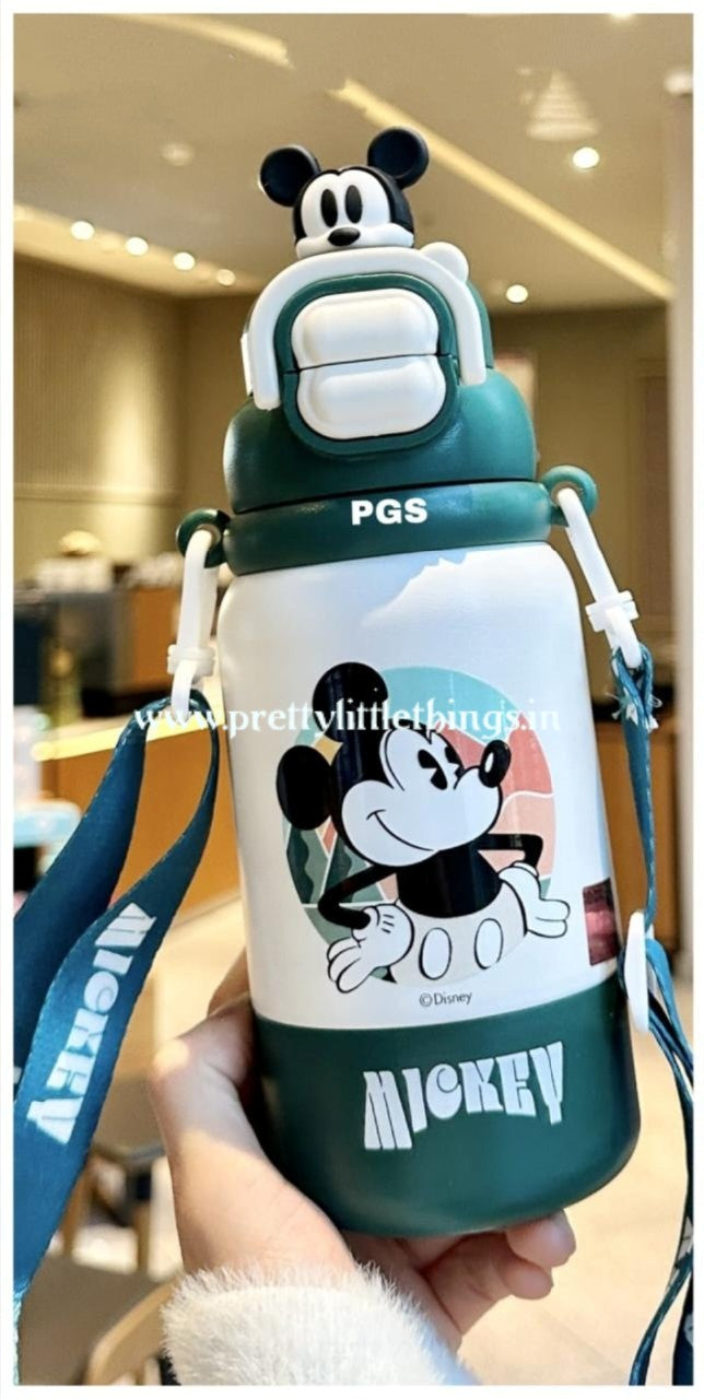 Disney's Dual Sipper Kids Stainless Steel Water Bottle 500 ml (With Strap)