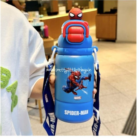 Disney's Dual Sipper Kids Stainless Steel Water Bottle 500 ml (With Strap)