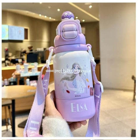 Disney's Dual Sipper Kids Stainless Steel Water Bottle 500 ml (With Strap)