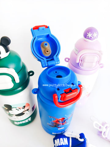 Disney's Dual Sipper Kids Stainless Steel Water Bottle 500 ml (With Strap)