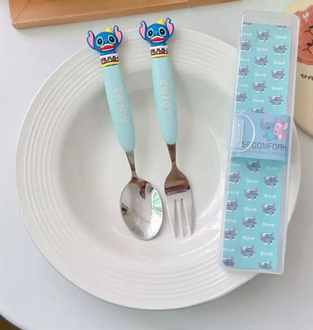 Disney's Stitch Theme Spoon Fork Set/Cutlery Set (Box Set)
