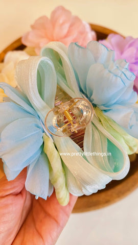 Butterfly Clutcher Clip Twin Flowers on Bows Design