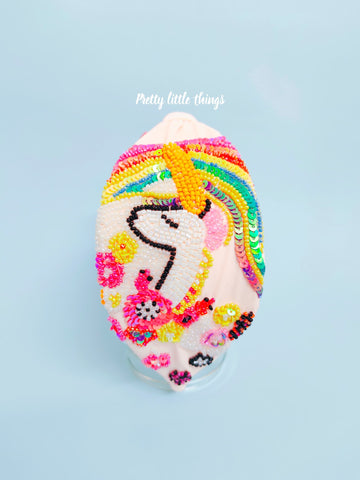 Unicorn Embroidered Hairband (Handmade)