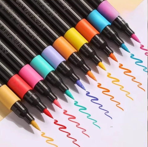 Fine Brush Tip Acrylic Markers [24 colors] (Bucket Pack)