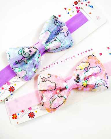 Kids Shimmer Unicorn Bow Soft Hairbands